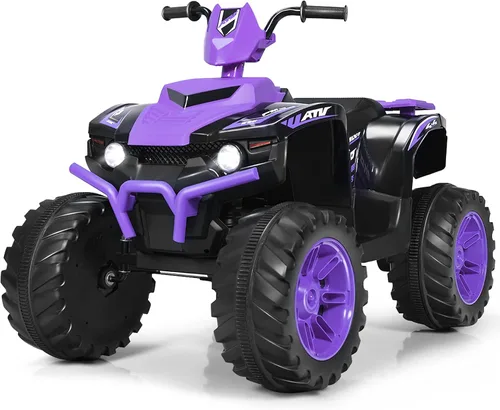 Vista 10 de Cuatrimoto para paseo Costzon para niños, vehículo eléctrico con batería de 12 V, luces LED, velocidad alta y baja, claxon, música, USB, neumáticos