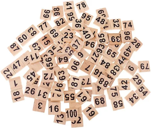 Vista 3 de 100pcs 1-100 números de madera azulejos números cubos bloques para decoración de fiesta de boda