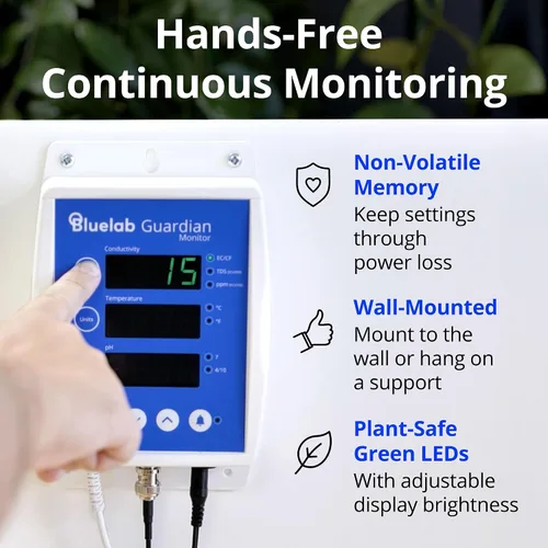 Vista 5 de Bluelab Guardian Monitor Wi-Fi en línea para mediciones de pH, temperatura y conductividad en tiempo real (TDS/PPM) en agua con calibración, medidor