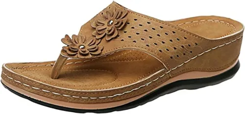 Vista 62 de Ladmiple Sandalias ortopédicas florales de moda 2023 con soporte de arco, zapatillas romanas casuales con puntera abierta