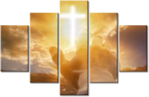 Vista 42 de TUMOVO Decoración de pared de iglesia cristiana de 3 paneles, imágenes de la resurrección de Jesús para sala de estar, dormitorio, cocina