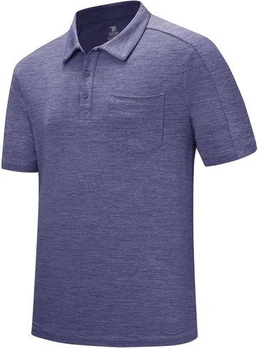 Vista 23 de Rdruko Camisas polo para hombre de manga corta, secado rápido, para golf y deportes al aire libre con bolsillo 01 Negro