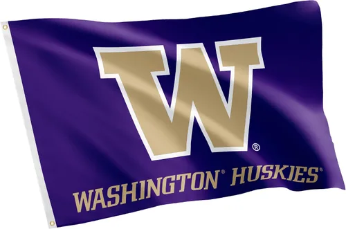 Vista 7 de Desert Cactus Bandera de los Huskies de la Universidad de Washington 3x5 Negro