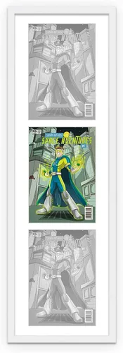 Vista 124 de Marco de cómic blanco mate para cómics publicado entre 1938 y 1955 (marco de madera maciza de cómic de la edad dorada) hecho para mostrar 4 cómics