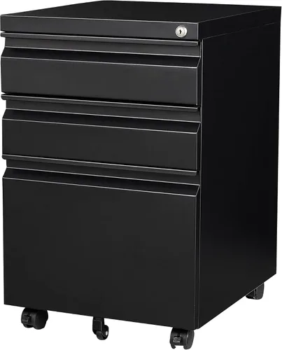 Vista 9 de Archivador de 2 cajones con cerradura, archivadores metálicos para oficina en casa, gabinete pequeño vertical negro para oficina en casa, archivador