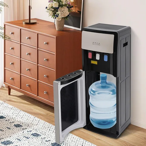 Vista 9 de Dispensador de agua de 5 galones, enfriador de agua de carga inferior, 3 ajustes de temperatura, agua caliente, fría y habitación con capacidad