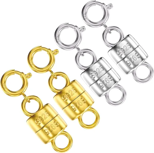 Vista 9 de OHINGLT Cierres y cierres magnéticos para collares de plata de ley 925, convertidor de cierre magnético de oro y plata para suministros