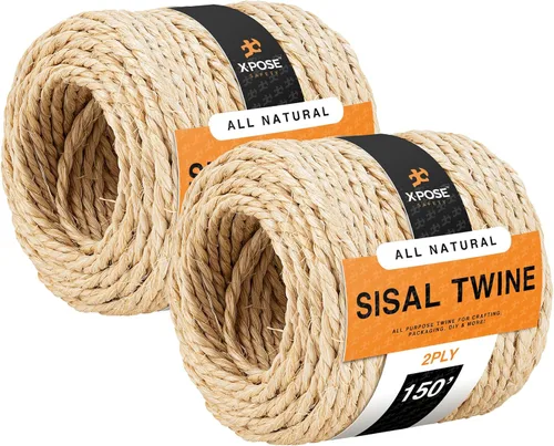 Vista 7 de Cuerda de sisal – Cuerda de fibra natural fina de 1 capa en el carrete – para poste rascador de gatos, piezas de repuesto de árbol de gato, juguete