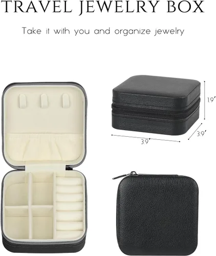 Vista 5 de Estuche de joyería de viaje, caja de joyería de viaje, mini estuche de joyería de viaje, estuche organizador de joyas, cajas organizadoras