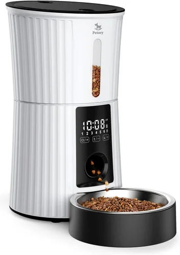 Vista 10 de Petory Comederos automáticos temporizados para gatos, dispensador programable de alimentos secos de 4 litros para gatos y perros pequeños