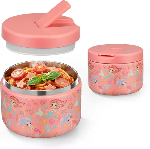 Vista 21 de Pawtong Tarro de comida aislado al vacío de 12 onzas con tapa de hebilla, termo de sopa de boca ancha para comida caliente para niños, contenedor