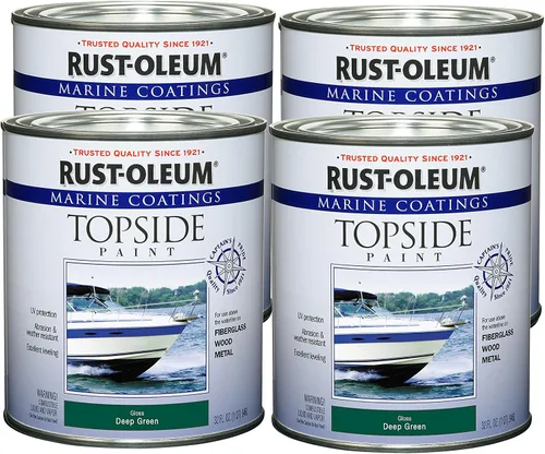 Vista 10 de Rust-Oleum 207005 Pintura para cubierta marina Marine Coatings, cuarto de galón, color gris acorazado