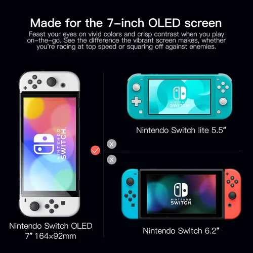 Vista 3 de MAEXUS Switch OLED, protector de pantalla de vidrio templado, protector de pantalla transparente HD para Nintendo Switch OLED, antihuellas