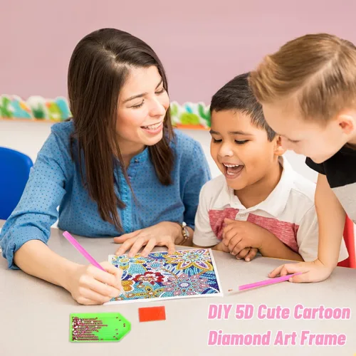 Vista 5 de ZUYUSUT Paquete de 4 bonitos kits de pintura de diamantes con flores de mariposa para niños y niñas de 3 a 12 años, manualidades, juegos de pintura
