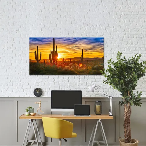 Vista 5 de Nachic Wall Lienzo decorativo de gran tamaño para decoración del desierto sonorano, impresiones de imágenes de saguaros al atardecer, pintura