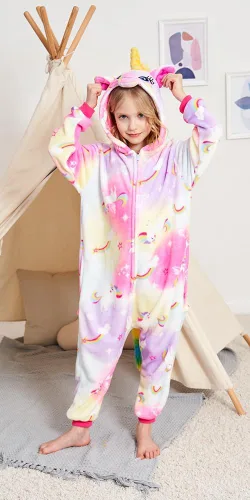 Vista 3 de Pijama de una pieza de unicornio para niños, disfraces de Halloween