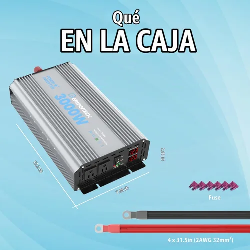 Vista 4 de Inversor de corriente de 3000 vatios, CC 12 V a CA 110 V 120 V, convertidor de onda sinusoidal modificada para automóvil, inversor de energía