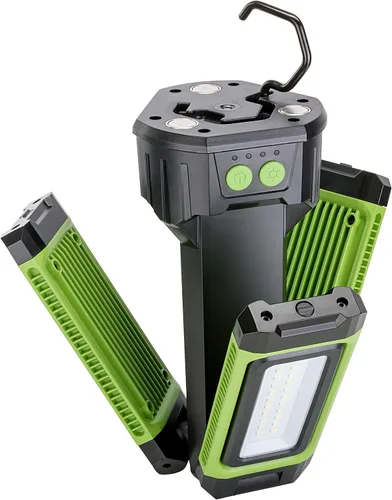 Vista 7 de PowerSmith Luz de trabajo recargable con soporte de 4500 lúmenes, luz de trabajo magnética, construcción de trípode de metal duradero, paneles
