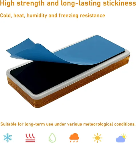 Vista 4 de Reflector de seguridad rectangular autoadhesivo de 2.57 x 1.18 pulgadas, impermeable, para remolque de buzón de entrada (2 unidades, naranja)
