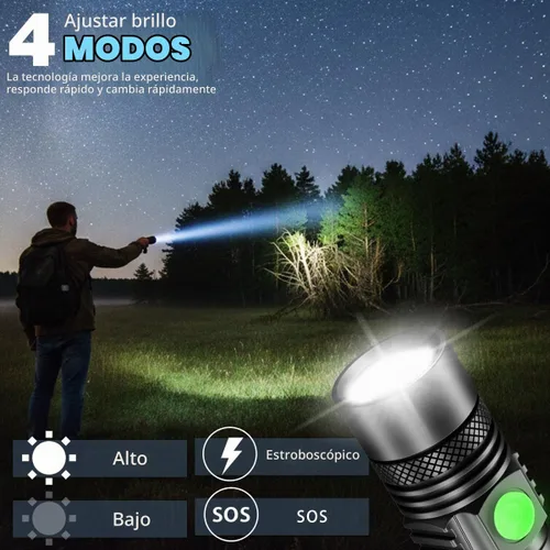 Vista 6 de NAKCNM 2Pack T6 LED 4 Modes Zoomable Pocket Flashlight High Lumens