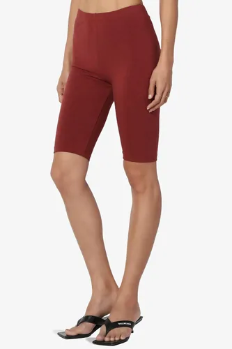 Vista 4 de TheMogan Leggings cortos básicos de algodón elástico para mujer, cintura alta, por encima de la rodilla, para mujer