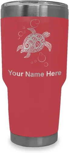 Vista 40 de LaserGram Vaso aislado al vacío de 20 onzas, tortuga marina hawaiana, grabado personalizado incluido (morado claro)