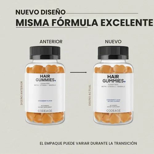 Vista 3 de Codeage Gomitas para el cabello, biotina de 5000 mcg, vitaminas de gomitas de crecimiento sin azúcar A, C, B6, B12, D3, zinc, suplemento