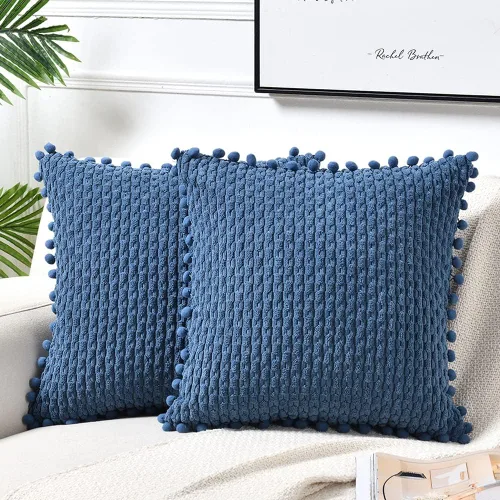 Vista 9 de Fancy Homi - Juego de 2 fundas de cojín decorativas crema blanco de 40 x 40 cm con pompones para sofá cama, decoración de hogar moderna, rústica