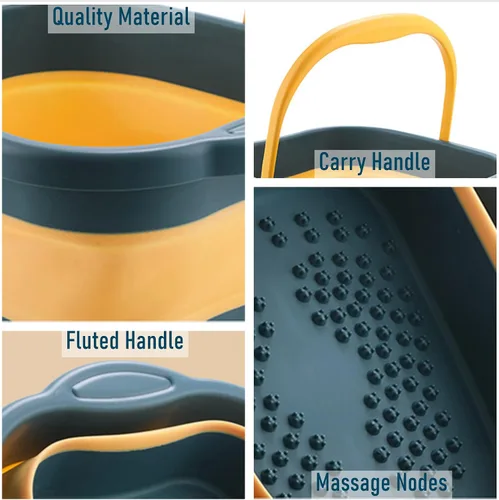 Vista 7 de Tina de baño plegable para pies y spa para niñas y mujeres, cubeta inflable para remojar pies con asa y punto de acupuntura para masaje de pies, rosa