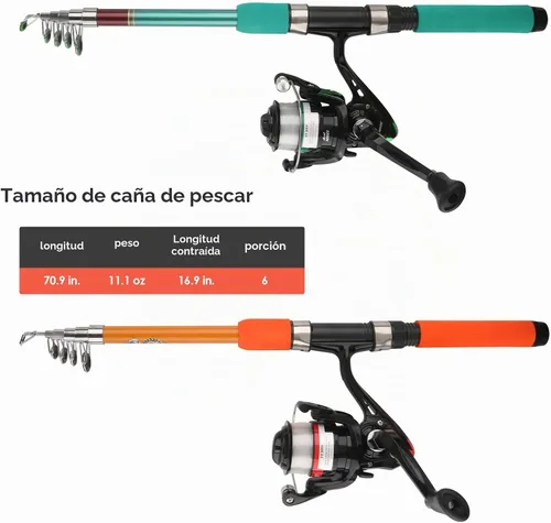 Vista 3 de Telescopic Fishing Pole Set with Spinning Reel Lure Hook Storage Bag