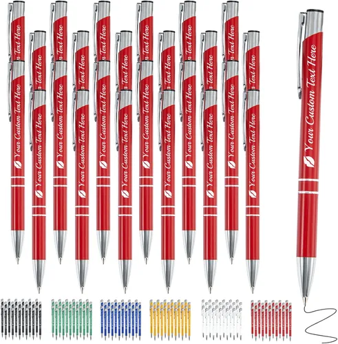 Vista 15 de Bolígrafo personalizado, 1 unidad, bolígrafo personalizado con logotipo de mensaje de nombre comercial grabado, tapa de clic de tinta negra, regalo