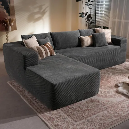 Vista 15 de Sofá modular Cloud de 96 pulgadas con tumbona, asiento profundo en forma de L, moderno sofá cama sin hueso, no requiere montaje, sofás sin hueso