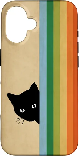 Vista 32 de Black Kitty Cat - Retro Vintage Rainbow Phone Case for iPhone 17
