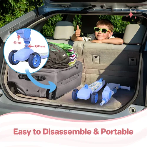 Vista 7 de TONBUX Kids Scooter with Seat, 3 Wheels Scooter with PU Luminous Wheels, Non-Slip Handle and Wide Deck, Sensitive Brakes, 4-Level Adjustable Height