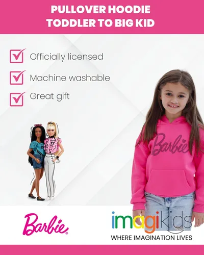 Vista 3 de Barbie Sudadera con capucha de forro polar para niñas pequeñas y grandes