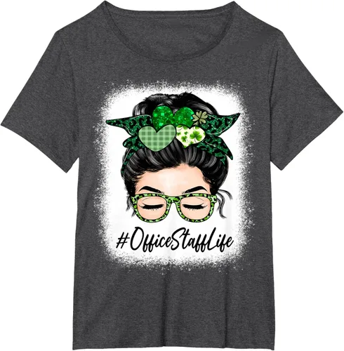Vista 6 de Office Staff - Camiseta de trébol para mujer, diseño de moño desordenado, Verde