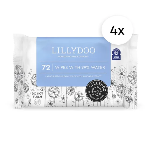 Vista 2 de LILLYDOO Toallitas para bebé con un 99% de agua – Sin perfume, hipoalergénicas, a base de plantas, resistentes y libres de plástico, compostables, 4
