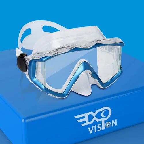 Vista 25 de Máscara de buceo Pano 3 para adultos, máscara de esnórquel de vidrio templado, máscara de natación antivaho sin fugas, gafas de natación con Azul
