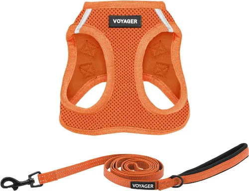 Vista 18 de Arnés de malla Voyager Step-in Air para todo clima y correa reflectante para perro de 5 pies, combo con mango de neopreno, para cachorros de razas