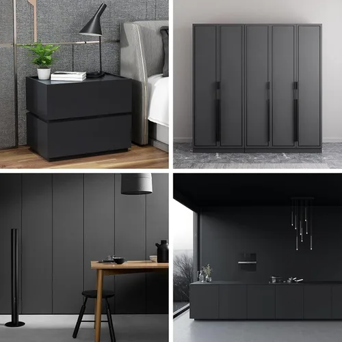 Vista 7 de Arthome - Papel adhesivo negro de 11.8 x 100 pulgadas, papel tapiz autoadhesivo impermeable de vinilo de PVC brillante, a prueba de aceite, papel