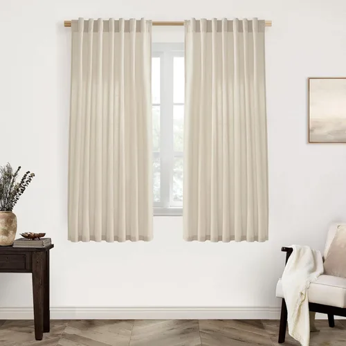 Vista 73 de XTMYI - Cortinas transparentes de 54 pulgadas de largo, juego de 2 paneles para baño, cortinas cortas de lino y algodón con semi privacidad