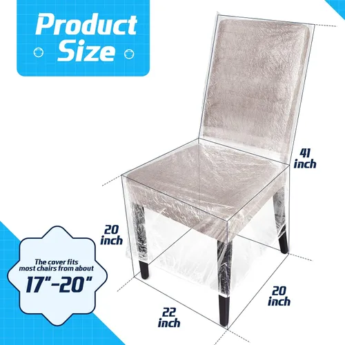 Vista 2 de Remagr 4 fundas de plástico para sillas de comedor, protectores transparentes e impermeables, para asientos de 21 x 20 pulgadas
