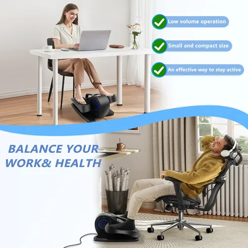 Vista 8 de Under Desk Elliptical Machine, Electric Leg Exerciser for Seniors, Compact Seated Pedal Exerciser, Portable Elliptical Trainer with Remote and
