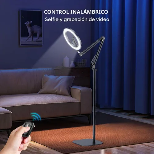 Vista 7 de Anillo de luz de 12 pulgadas con trípode para iPhone, soporte de cámara de teléfono superior, soporte de trípode ajustable de 72 pulgadas de altura