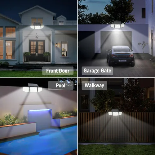 Vista 8 de Daphino - Luces solares para exteriores de 2500 lm con sensor de movimiento, luces de calle de 3 cabezales con ángulo amplio de 270°, iluminación