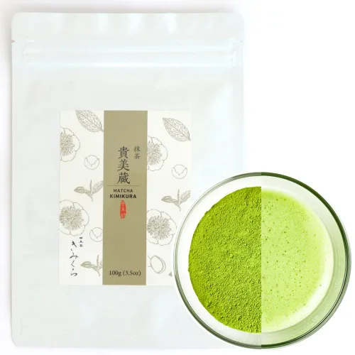 Vista 8 de Té verde matcha ceremonial en polvo Kimikura Mezcla de Japón [lata de 30 g/1 oz] de JAPÓN Té japonés KIMIKURA