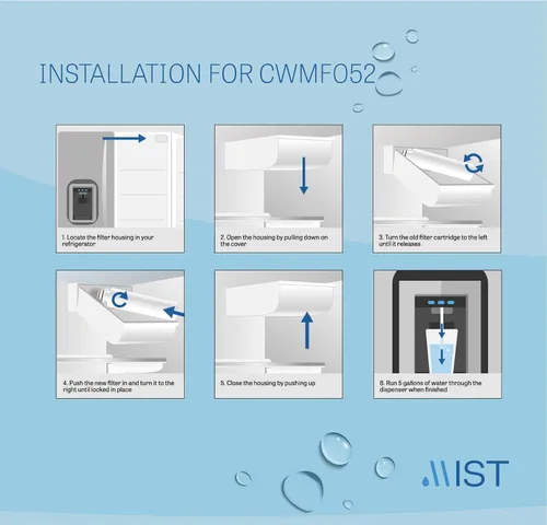 Vista 5 de Mist Ultra Clarity Pro Filtro de agua de repuesto compatible con Bosch BORPLFTR50, filtro de agua para refrigerador compatible con BORPLFTR55