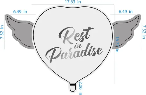 Vista 2 de Globos celestiales "Rest In Paradise" con corazón conmemorativo celestial con alas de ángel (rosa)