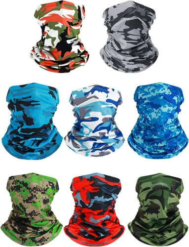 Vista 9 de SATINIOR 8 piezas de polaina de cuello de verano para hombre, pasamontañas, transpirable, máscara facial
