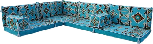 Vista 39 de arabicsofa Juego de sofás árabes tradicionales en forma de L - Sofás seccionales marroquíes - Asientos Majlis orientales para sala de estar